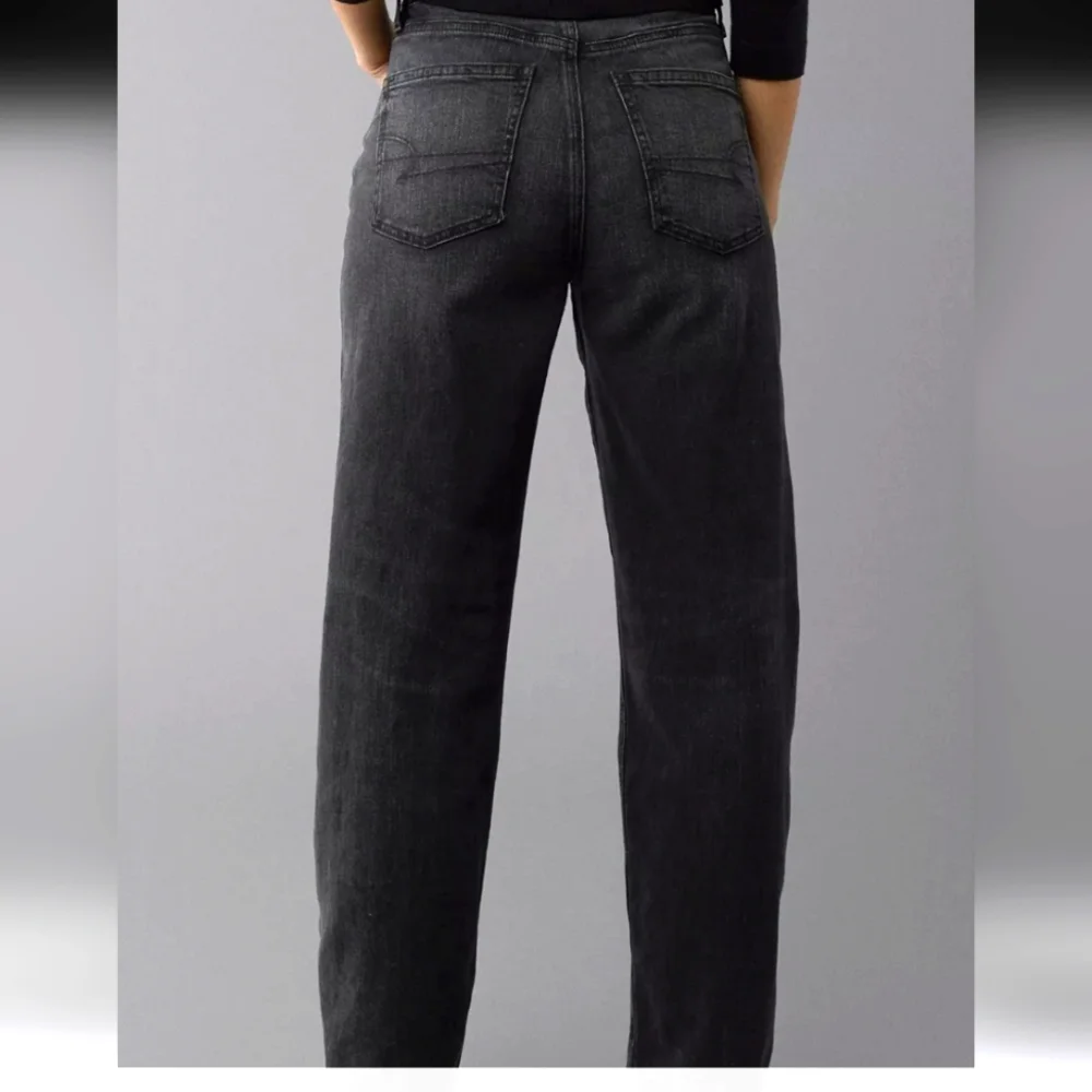 American Eagle Strigid  Black Straight Leg Crossover Wide Leg Blk Sz6